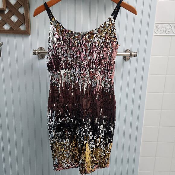 Shop17 Multicolored Strappy Sequin Scoop Tie Back Dress - Picture 1 of 9